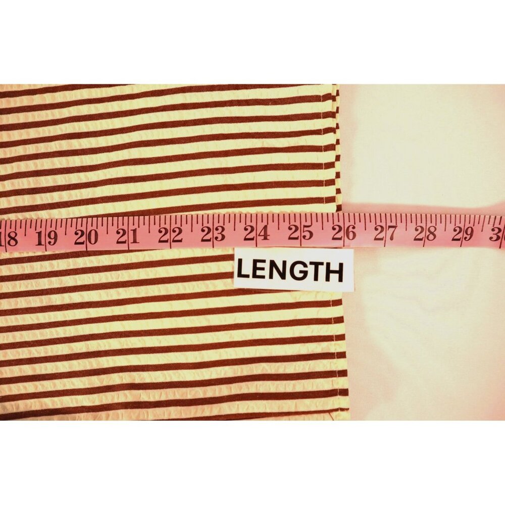 Boohoo women's Striped beach shirt chocolate Button-Up Long Sleeve Size 4 petit - Picture 13 of 16